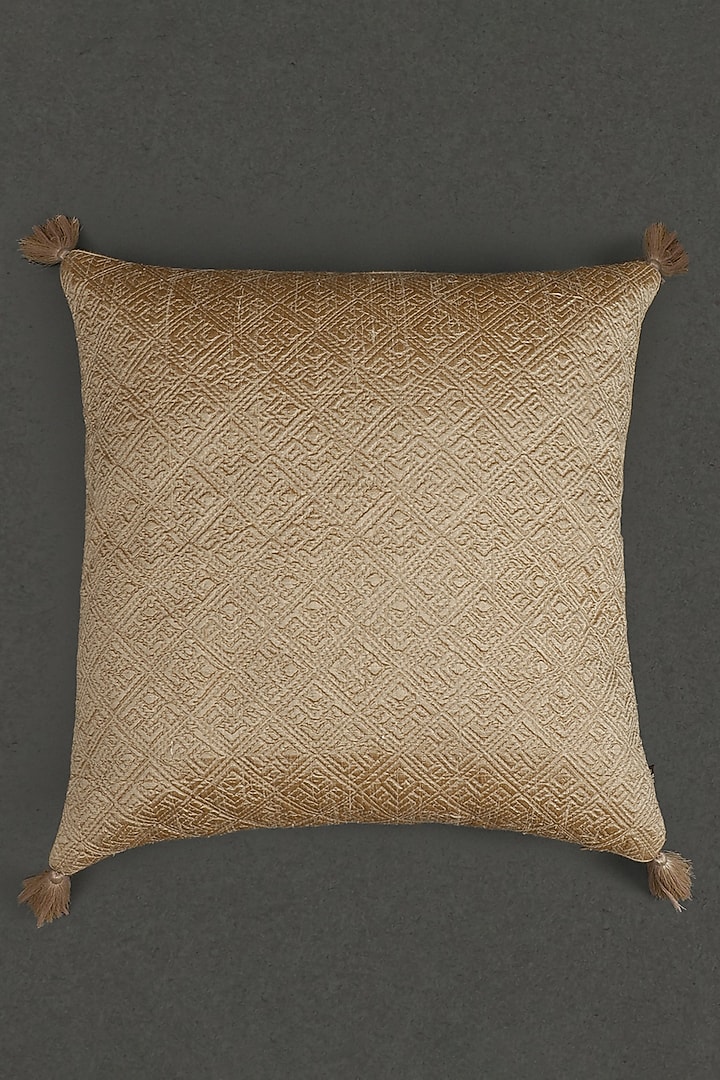 Beige Quilted Core Cushion With Filler by Ritu Kumar Home