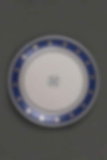 White & Blue Jalmahal Dinner Plates (Set of 2) by Ritu Kumar Home