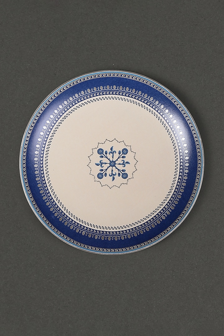 White & Blue Jalmahal Side Plates (Set of 2) by Ritu Kumar Home