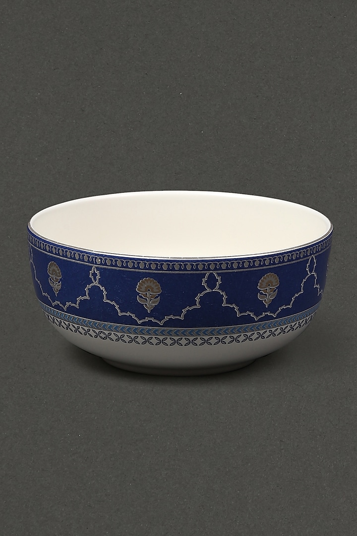 White & Blue Jalmahal Big Serving Bowl by Ritu Kumar Home at Pernia's Pop Up Shop