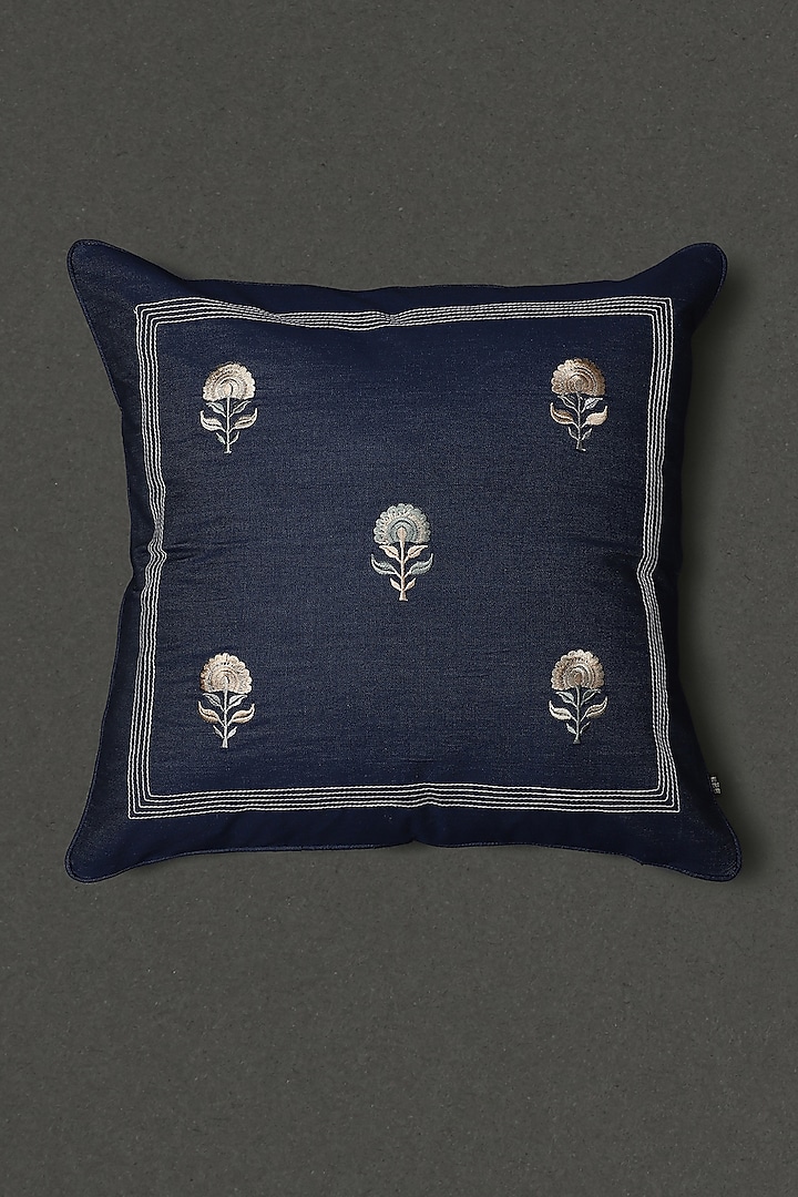 Blue Embroidered Cushion by Ritu Kumar Home