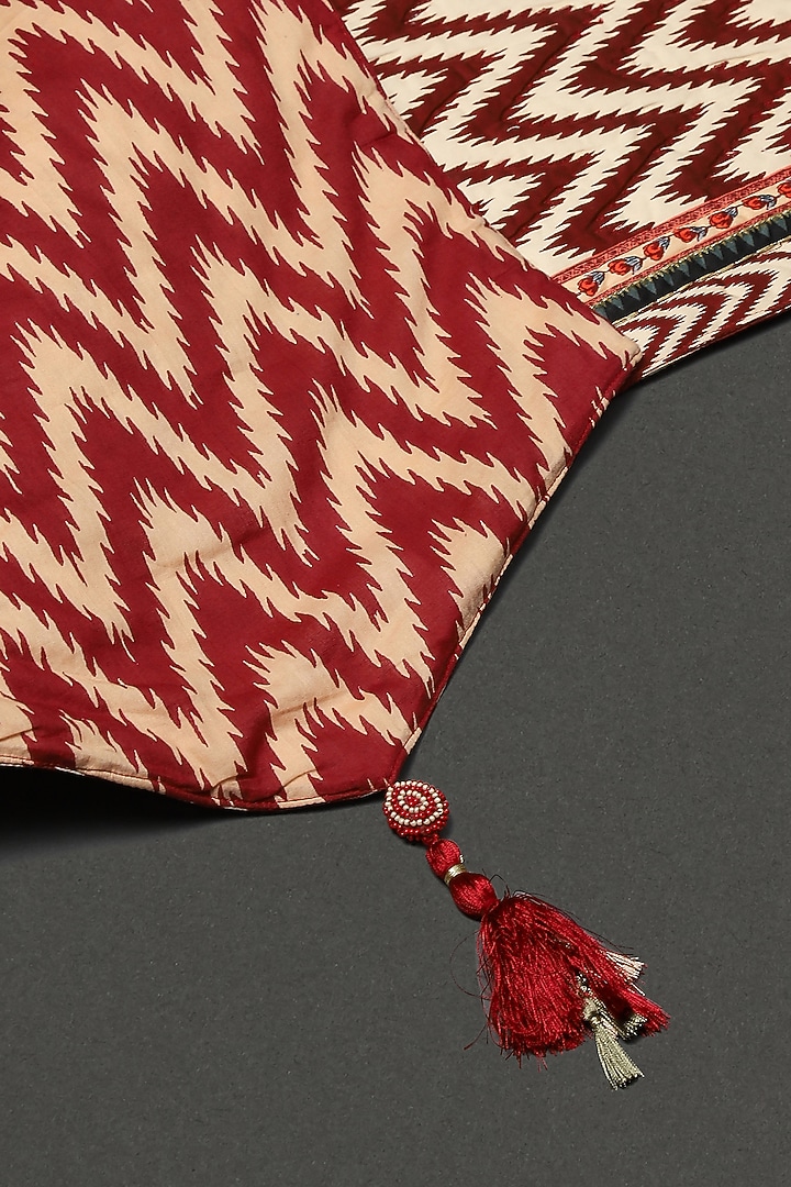 Ecru & Red Embroidered Runner by Ritu Kumar Home at Pernia's Pop Up Shop