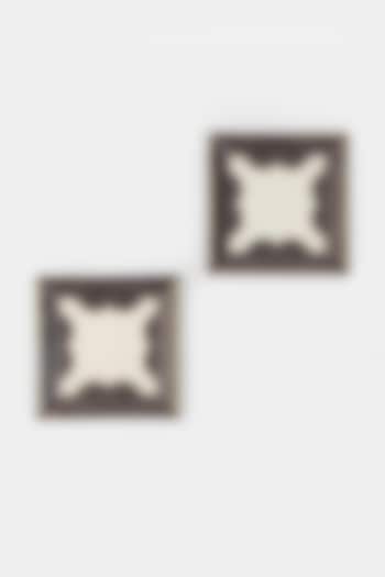 Blue Jaamevar Small Platters (Set of 2) by Ritu Kumar Home at Pernia's Pop Up Shop