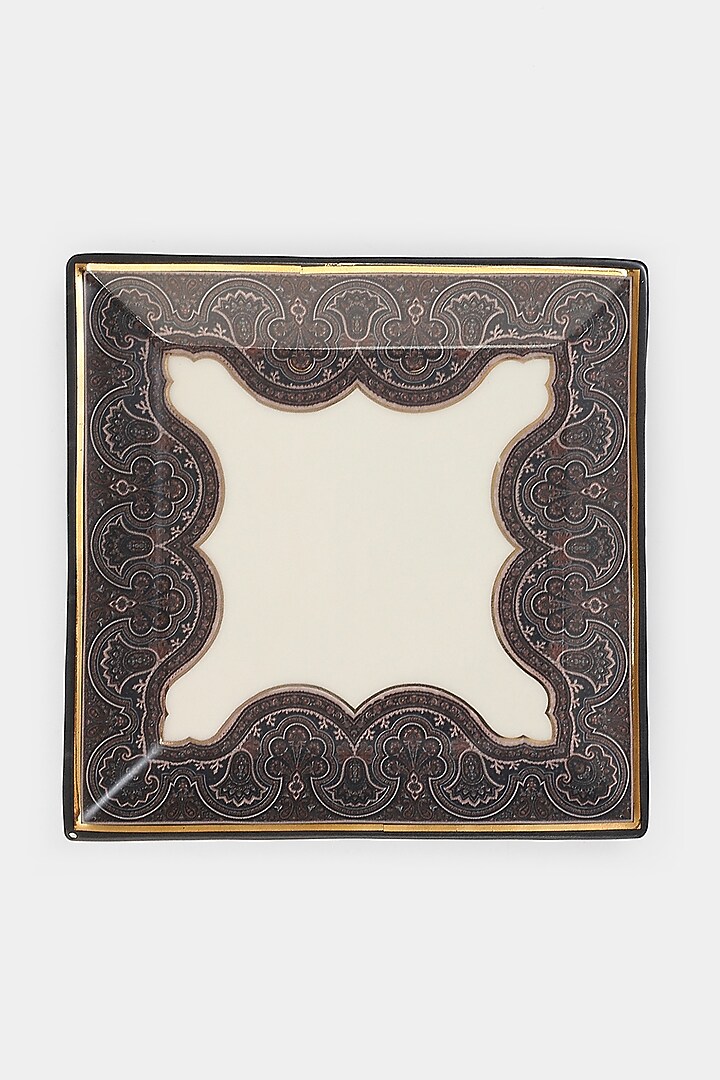Blue Jaamevar Small Platters (Set of 2) by Ritu Kumar Home at Pernia's Pop Up Shop