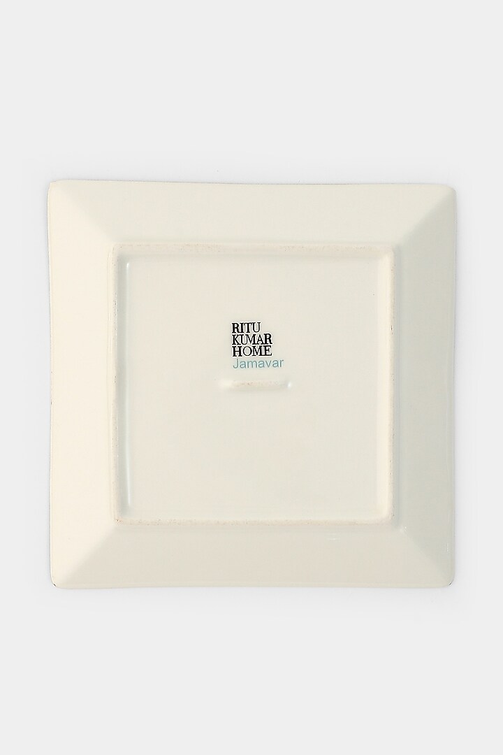 Blue Jaamevar Small Platters (Set of 2) by Ritu Kumar Home at Pernia's Pop Up Shop