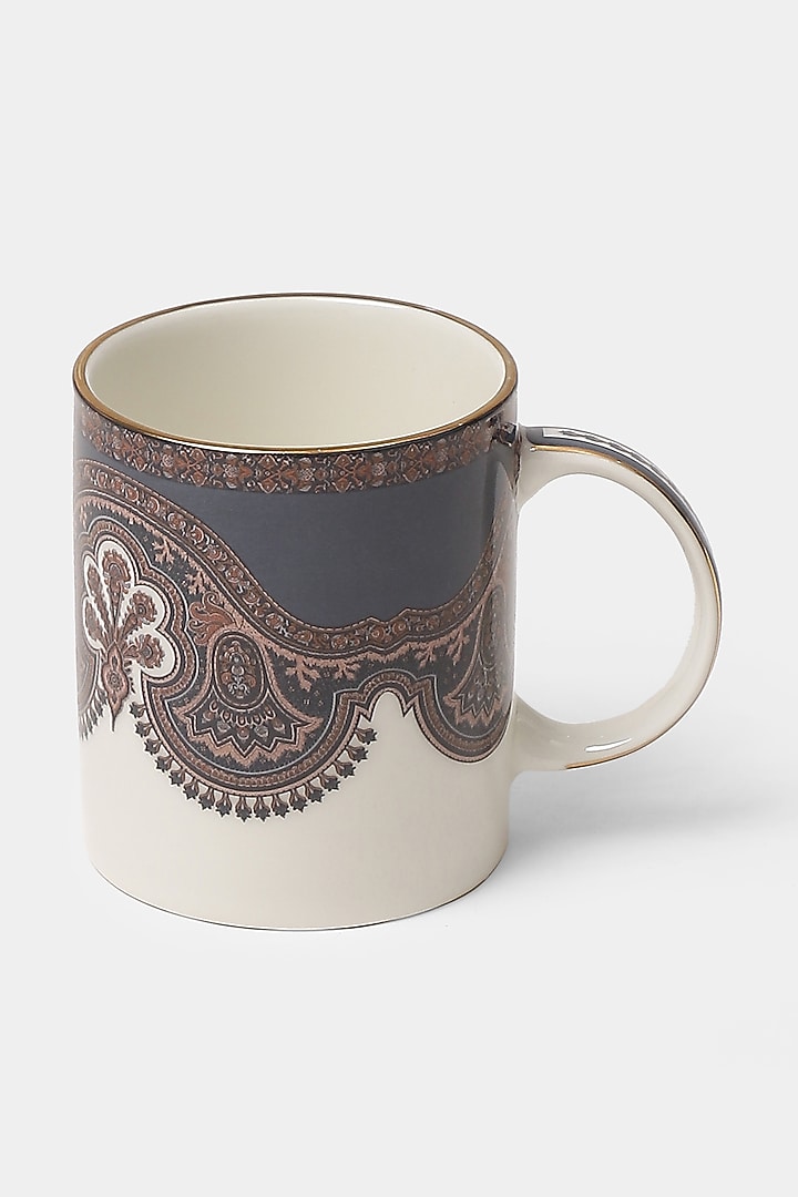 White & Blue Jaamevar Mugs (Set of 2) by Ritu Kumar Home at Pernia's Pop Up Shop