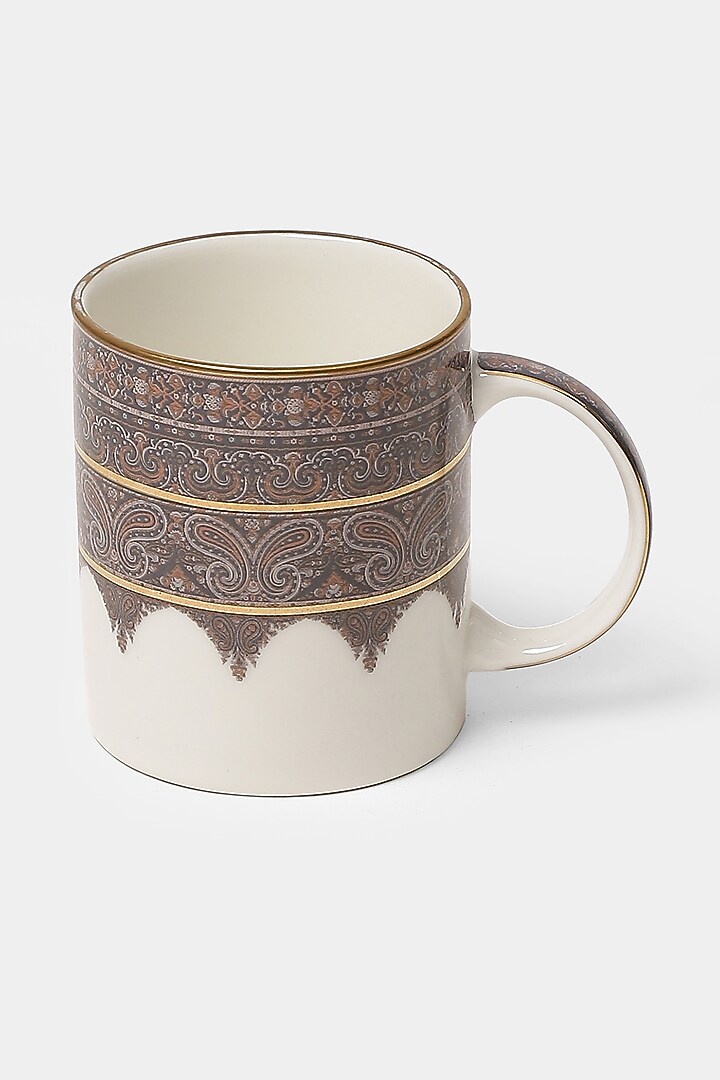 White & Blue Jaamevar Mugs (Set of 2) by Ritu Kumar Home at Pernia's Pop Up Shop