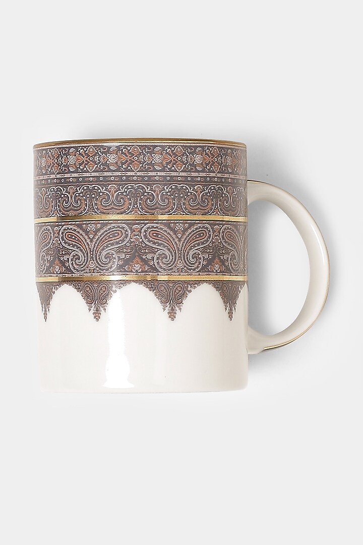 White & Blue Jaamevar Mugs (Set of 2) by Ritu Kumar Home at Pernia's Pop Up Shop