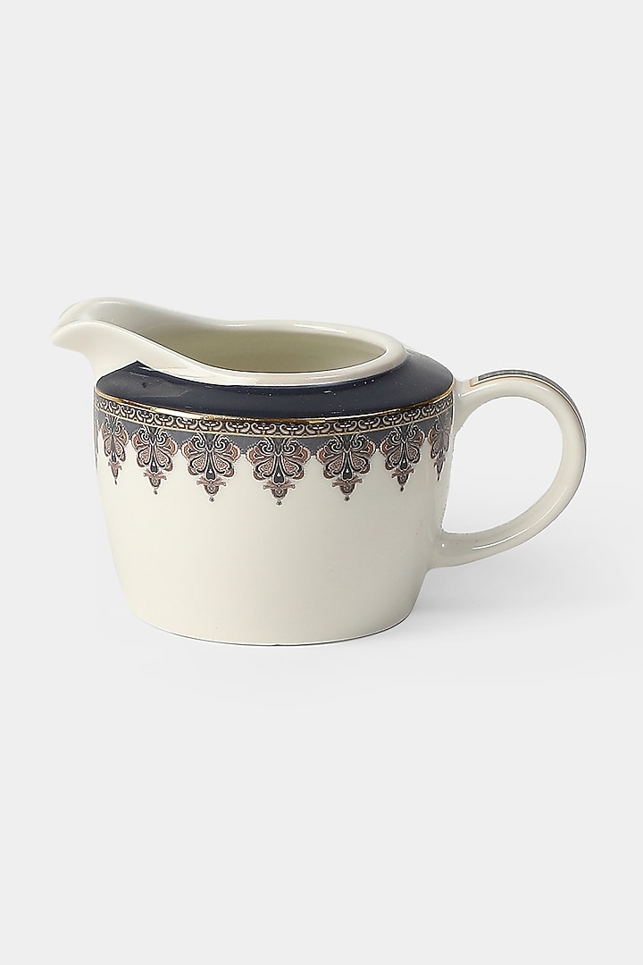 White & Blue Jaamevar Kettle Set (Set of 3) by Ritu Kumar Home at Pernia's Pop Up Shop