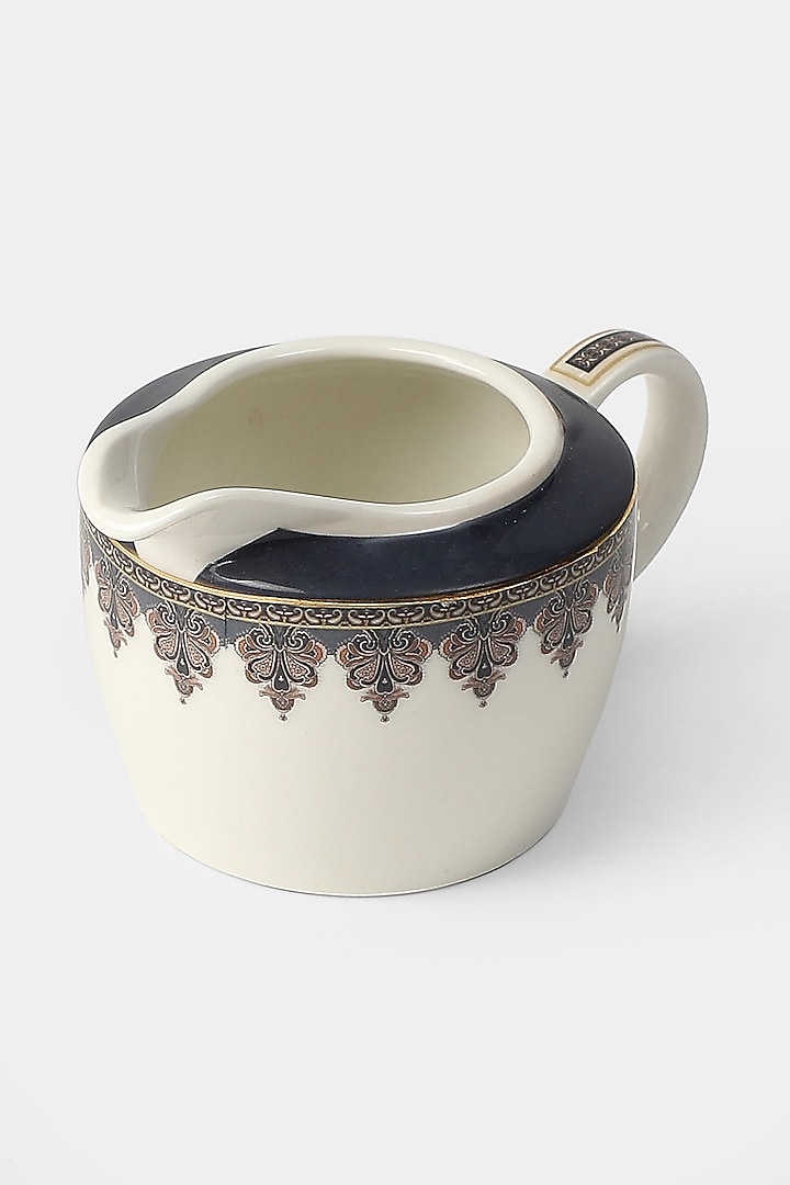 White & Blue Jaamevar Kettle Set (Set of 3) by Ritu Kumar Home at Pernia's Pop Up Shop