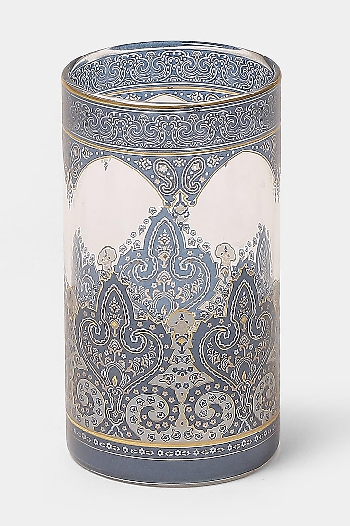 Blue Jaamevar Tumblers (Set of 4) by Ritu Kumar Home at Pernia's Pop Up Shop