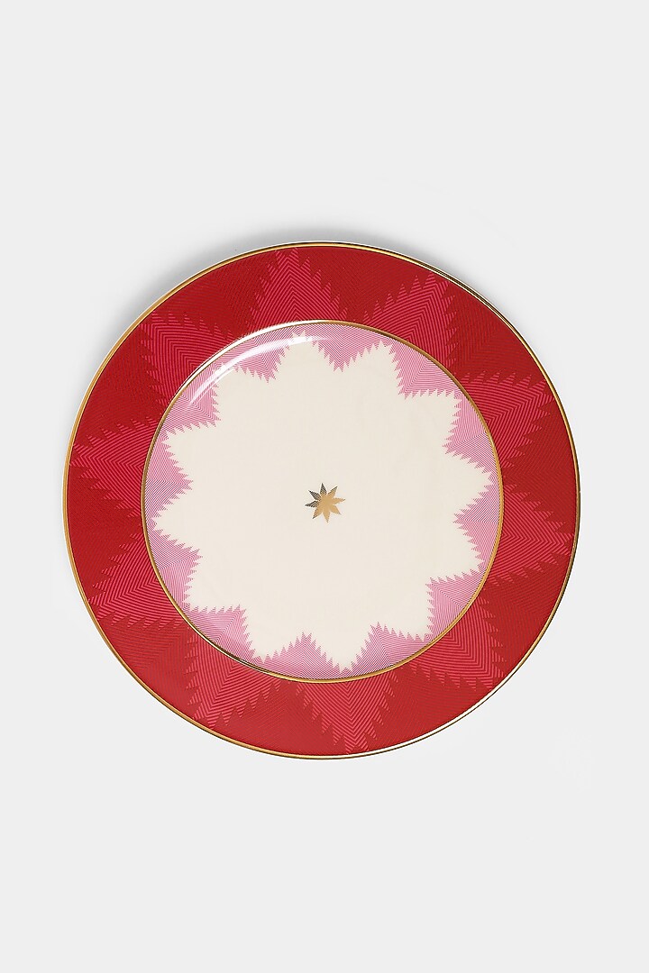 Pink Ikkat Dinner Plates (Set of 2) by Ritu Kumar Home at Pernia's Pop Up Shop