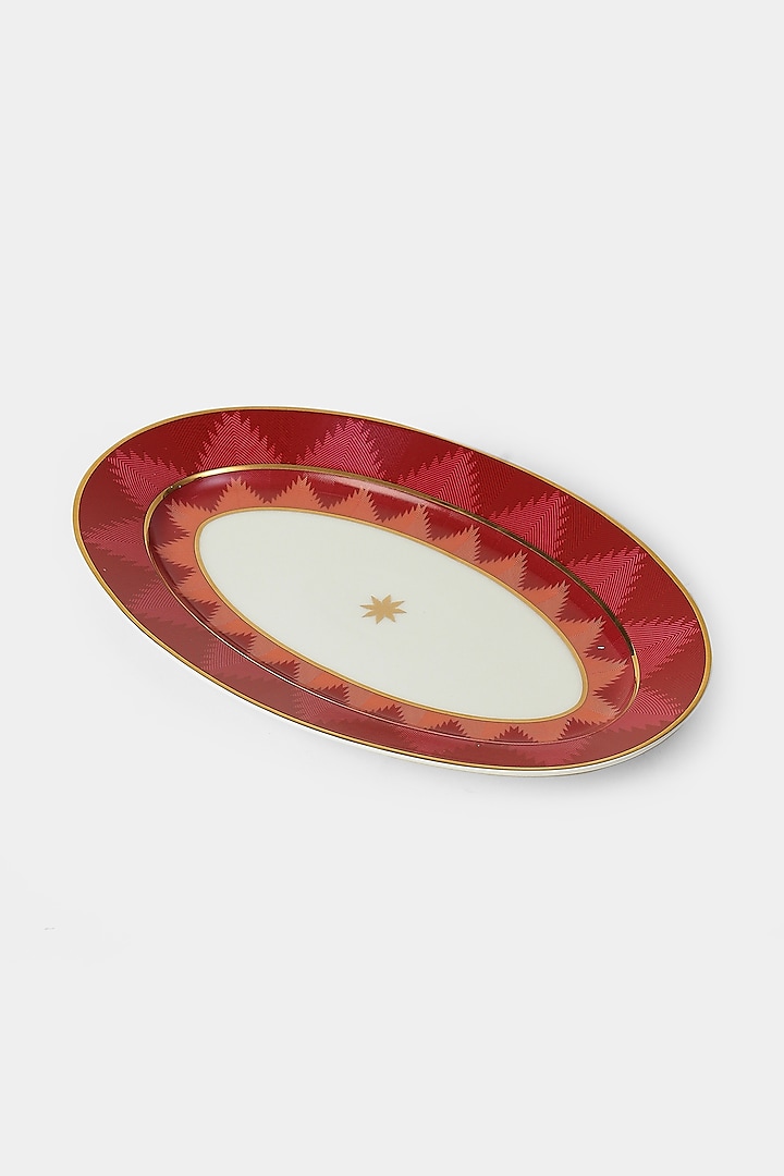 Pink Ikkat Oval Platter by Ritu Kumar Home