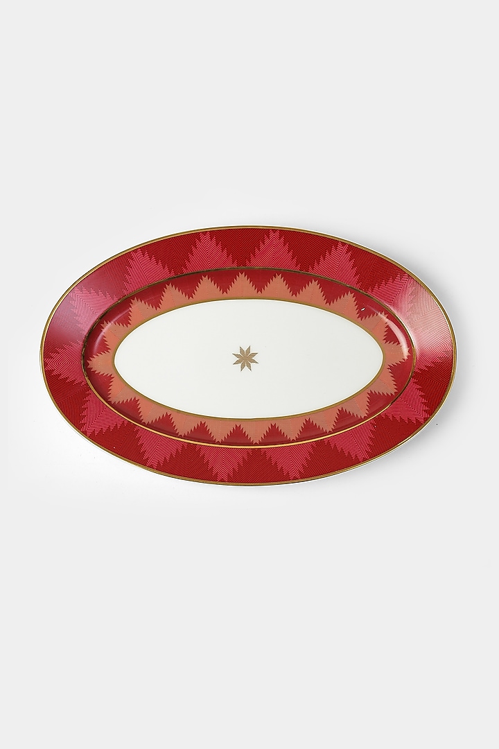 Pink Ikkat Oval Platter by Ritu Kumar Home at Pernia's Pop Up Shop
