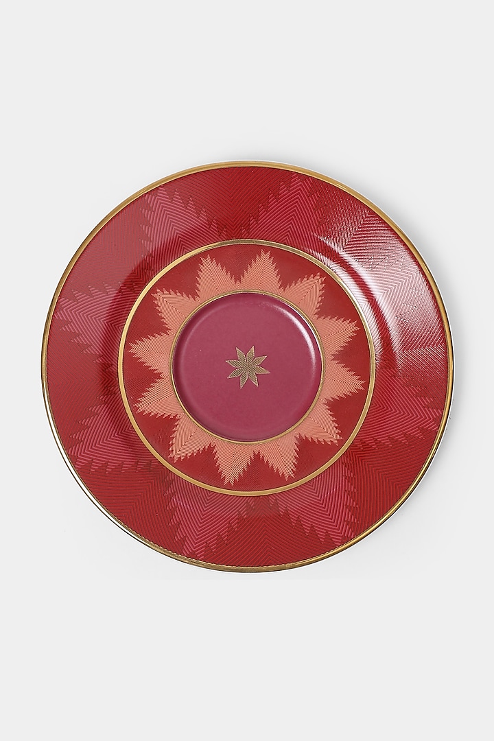 Pink Ikkat Cup & Saucer Set (Set of 2 Cups & 2 Saucers) by Ritu Kumar Home at Pernia's Pop Up Shop