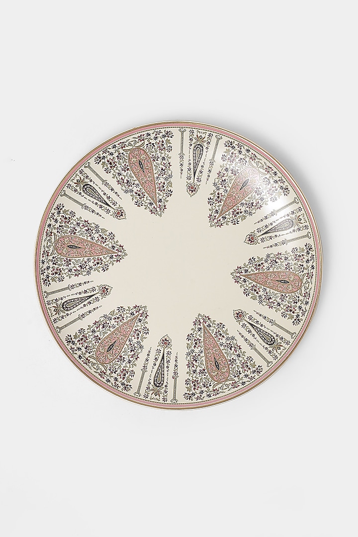 Beige & Pink Minar Dinner Plates (Set of 2) by Ritu Kumar Home at Pernia's Pop Up Shop