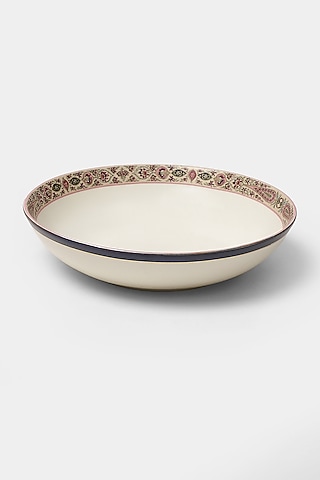 Beige & Pink Minar Salad Bowl by Ritu Kumar Home