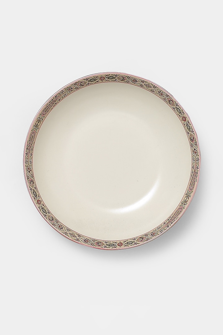 Beige & Pink Minar Salad Bowl by Ritu Kumar Home at Pernia's Pop Up Shop