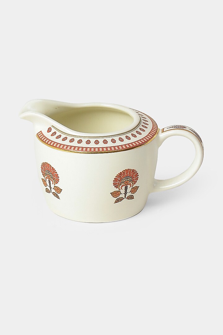 Ivory Kashmiri Booti Kettle Set (Set of 3) by Ritu Kumar Home at Pernia's Pop Up Shop