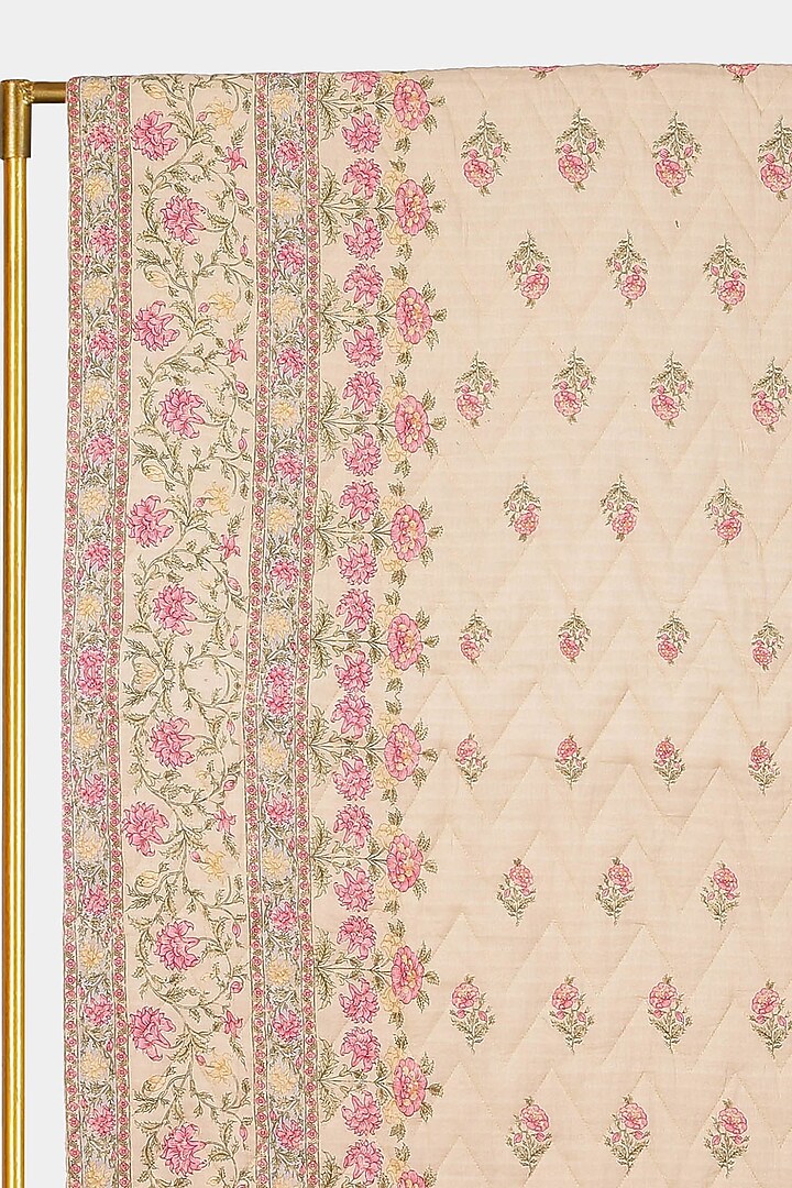 Pink & Beige Koshambi Doubled Bed Quilt by Ritu Kumar Home at Pernia's Pop Up Shop