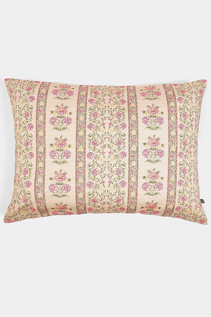 Pink & Beige Koshambi Pillow With Filler by Ritu Kumar Home at Pernia's Pop Up Shop