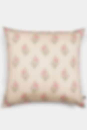 Pink & Beige Koshambi Square Cushion With Filler by Ritu Kumar Home at Pernia's Pop Up Shop