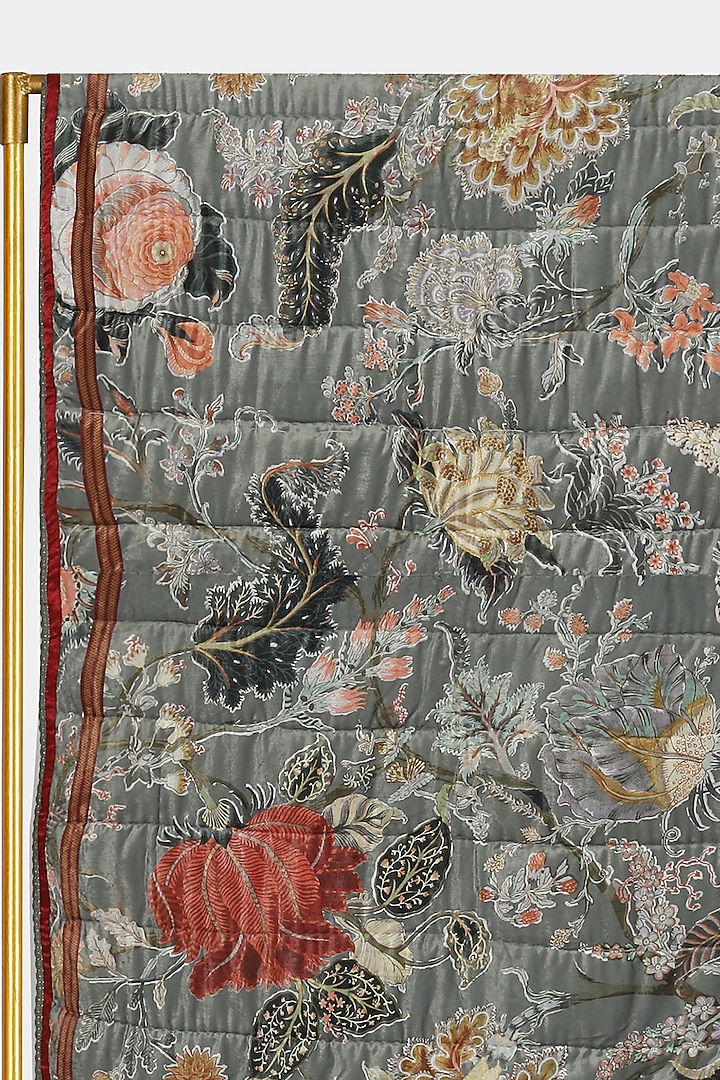 Sage Green Printed Double Bed Quilt by Ritu Kumar Home at Pernia's Pop Up Shop