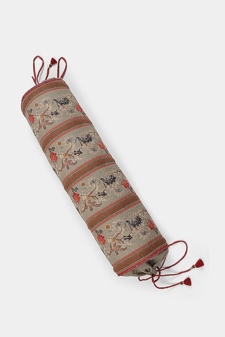 Sage Green Floral Bolster With Filler by Ritu Kumar Home at Pernia's Pop Up Shop