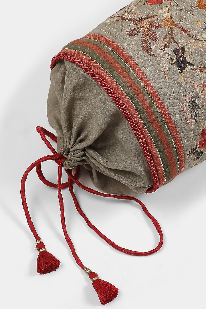 Sage Green Floral Bolster With Filler by Ritu Kumar Home at Pernia's Pop Up Shop