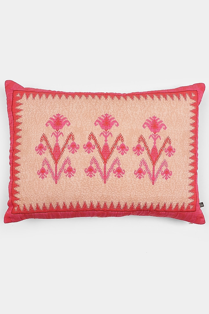 Pink Ikat Pillow Sham With Filler by Ritu Kumar Home
