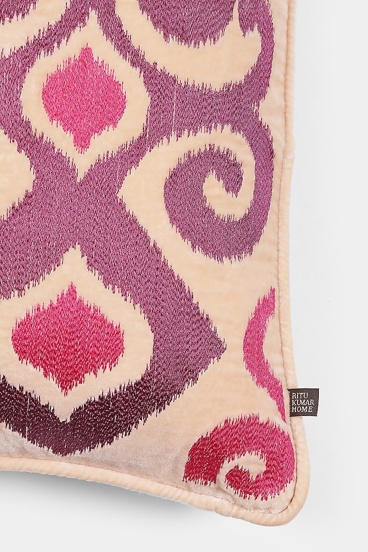 Pink Ikat Square Cushion With Filler by Ritu Kumar Home at Pernia's Pop Up Shop
