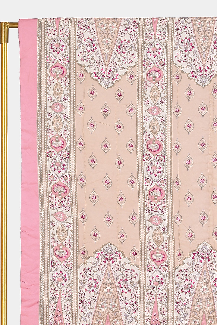 Beige & Pink Minar Double Bed Quilt by Ritu Kumar Home at Pernia's Pop Up Shop
