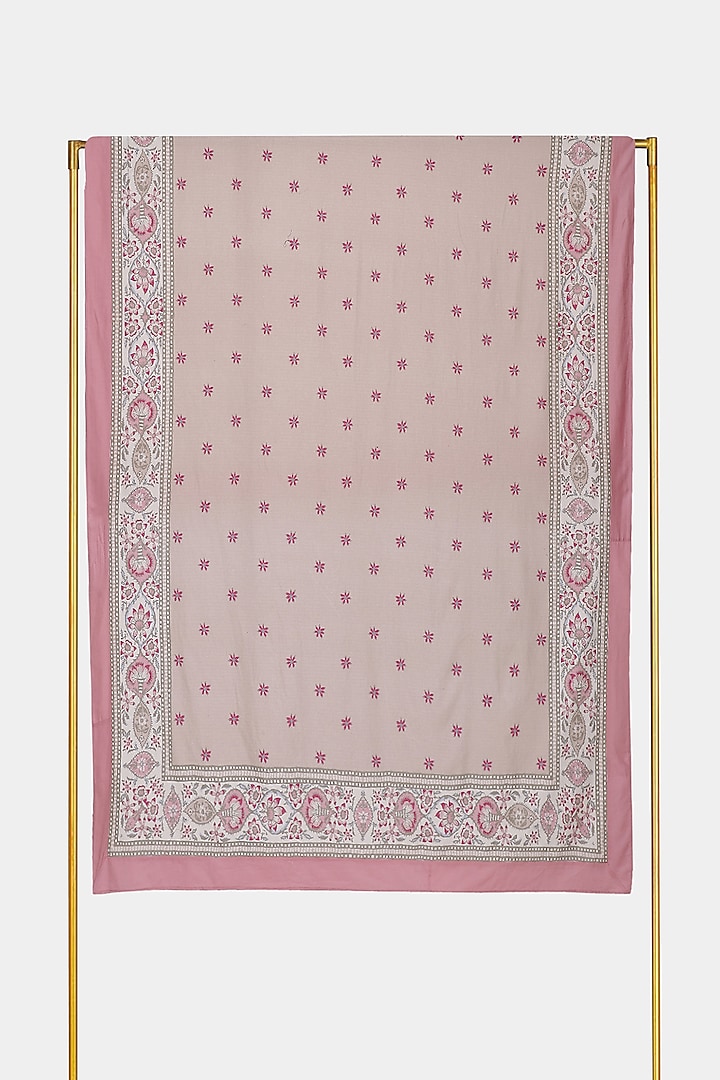 Beige & Pink Minar Table Cloth by Ritu Kumar Home