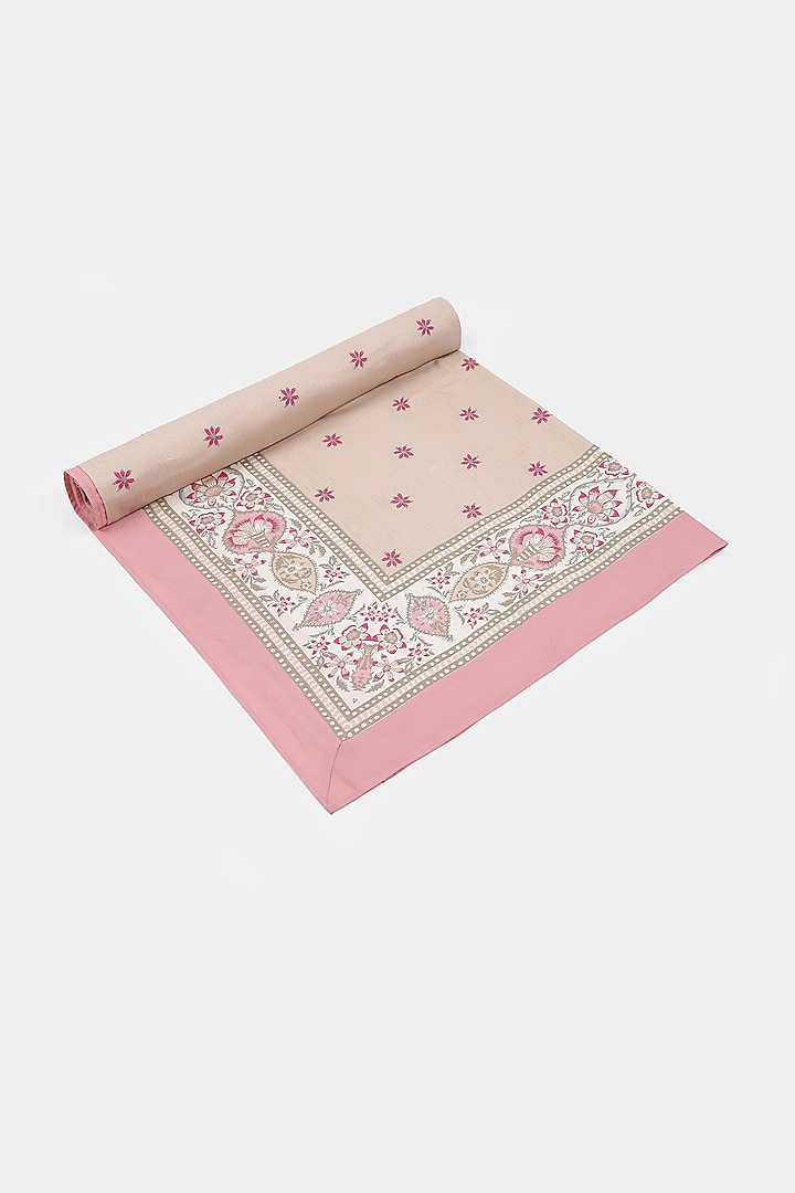 Beige & Pink Minar Table Cloth by Ritu Kumar Home at Pernia's Pop Up Shop