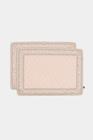 Beige & Pink Minar Placemats (Set of 2) by Ritu Kumar Home