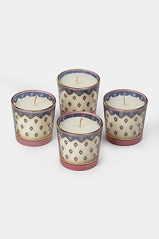 Blue & Pink Minar Votives (Set of 4) by Ritu Kumar Home