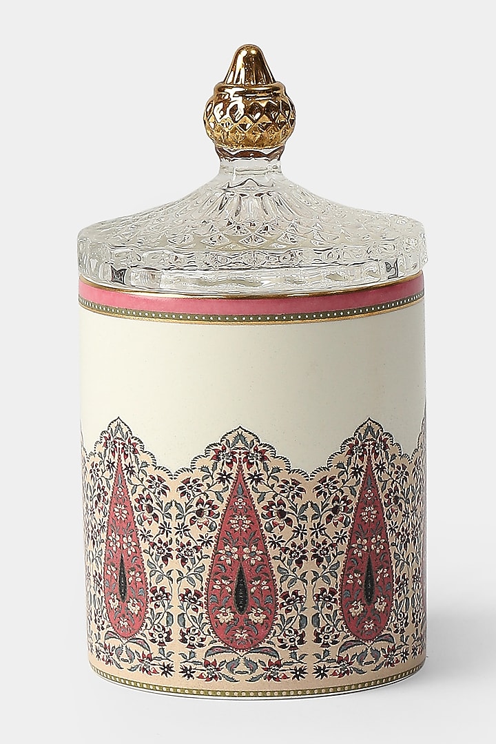 Beige & Pink Koshambi Votives (Set of 2) by Ritu Kumar Home at Pernia's Pop Up Shop