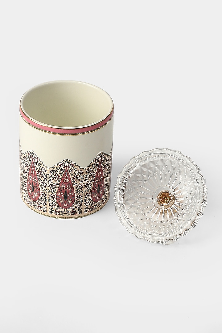Beige & Pink Koshambi Votives (Set of 2) by Ritu Kumar Home at Pernia's Pop Up Shop