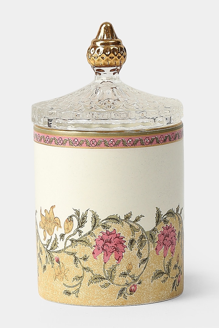 Beige & Pink Koshambi Votives (Set of 2) by Ritu Kumar Home at Pernia's Pop Up Shop