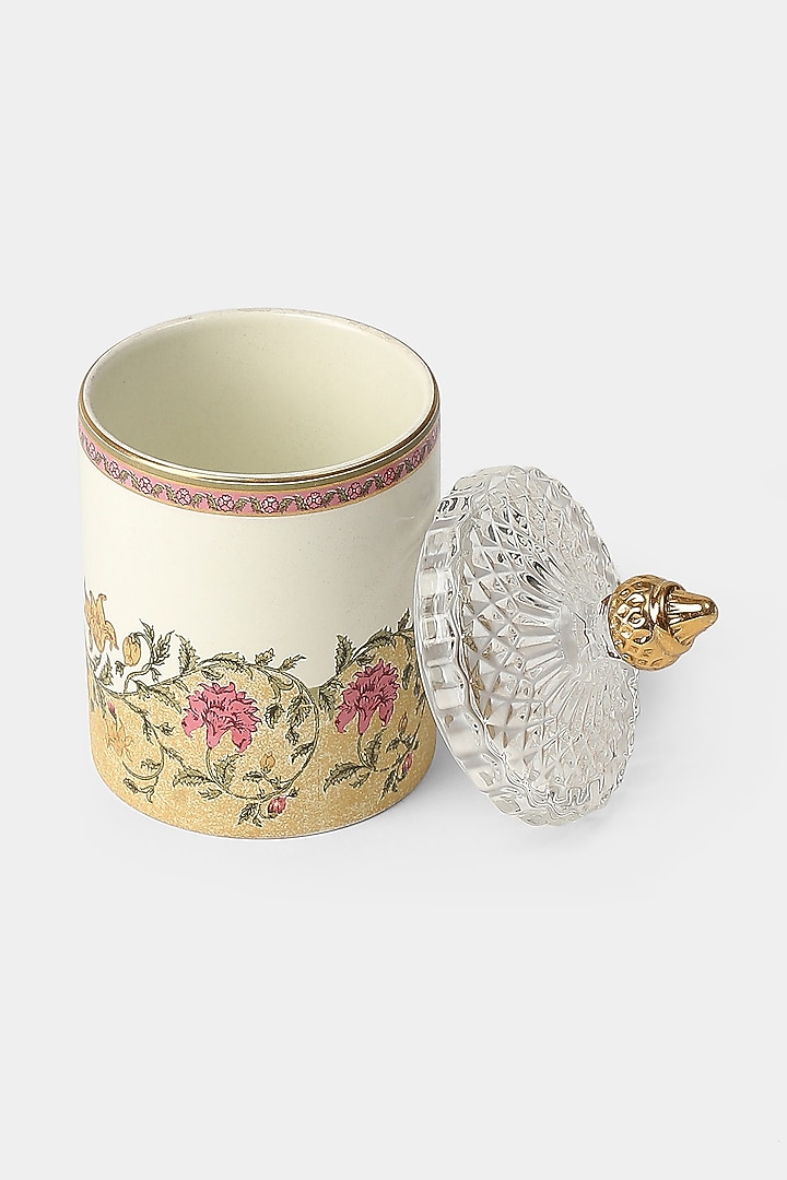 Beige & Pink Koshambi Votives (Set of 2) by Ritu Kumar Home at Pernia's Pop Up Shop