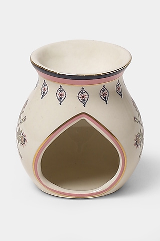 Ivory Kashmiri Booti Tea Light (Set of 3) by Ritu Kumar Home
