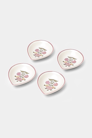 Pink & Beige Koshambi Diyas (Set of 4) by Ritu Kumar Home