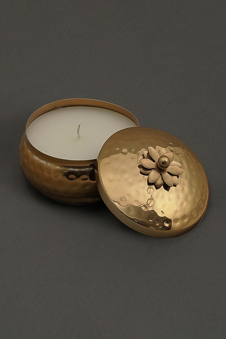 Golden Brass Tin Mogra Votive by Ritu Kumar Home at Pernia's Pop Up Shop