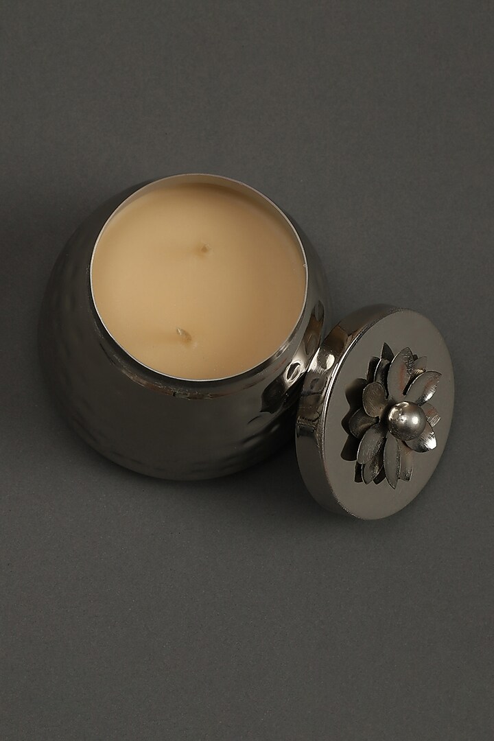 Silver Mogra Votive In Brass Tin by Ritu Kumar Home at Pernia's Pop Up Shop