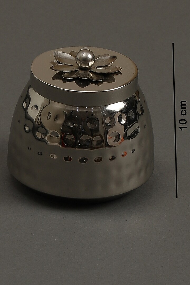 Silver Mogra Votive In Brass Tin by Ritu Kumar Home at Pernia's Pop Up Shop