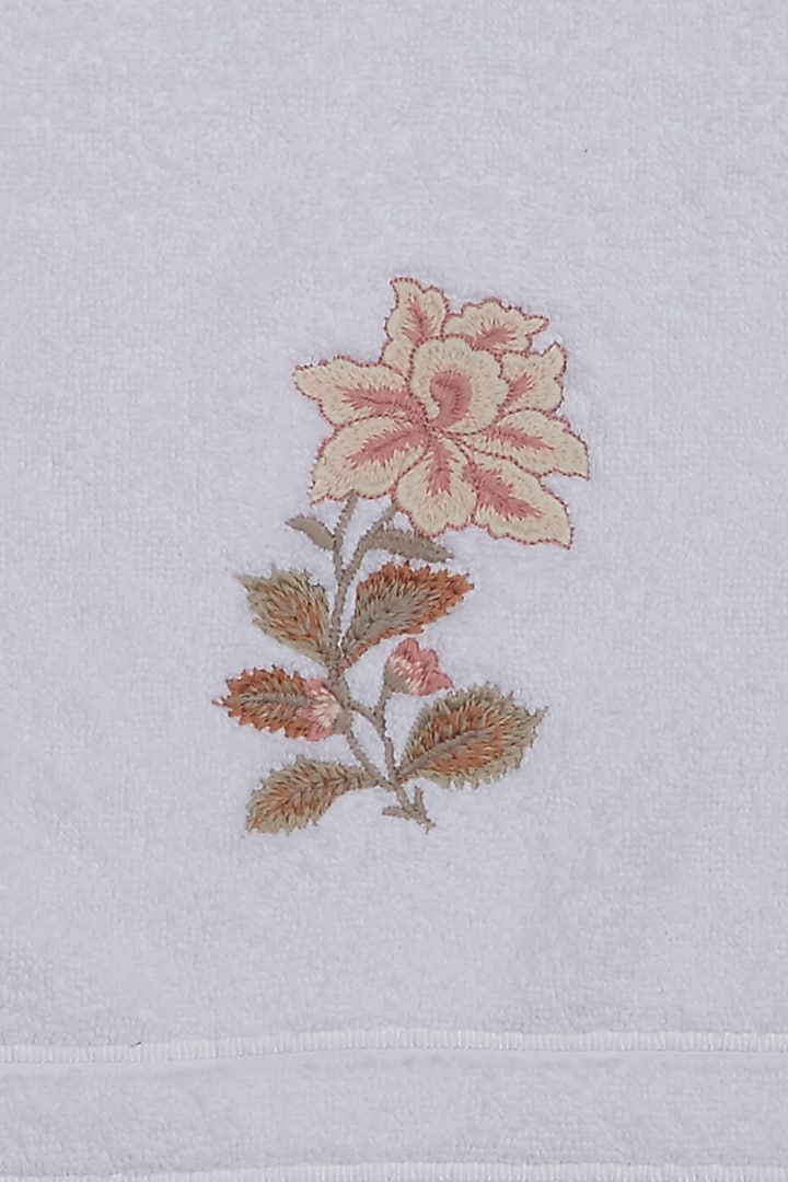 Off White & Purple Floral Hand Towel by Ritu Kumar Home at Pernia's Pop Up Shop