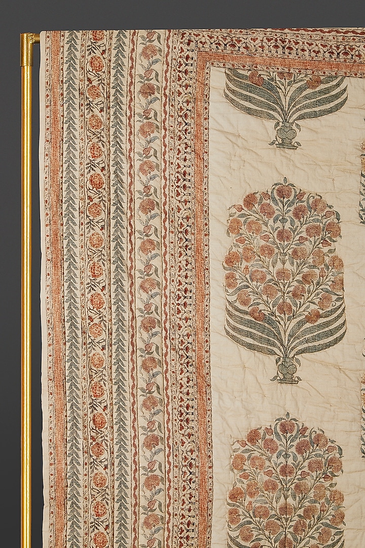 Beige Uttama Double Bed Quilt by Ritu Kumar Home at Pernia's Pop Up Shop