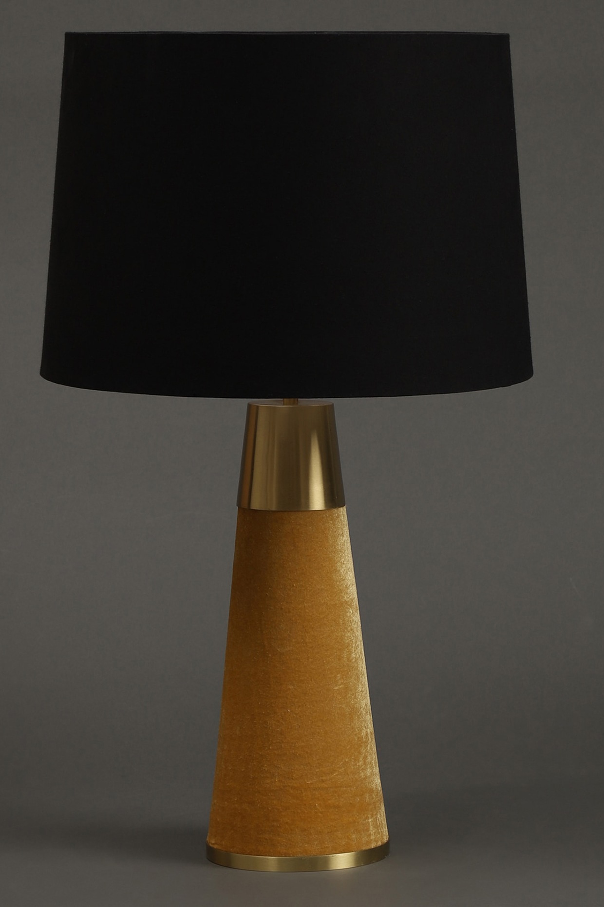 Yellow Table Lamp With Velvet Shade, Secure Lamp To Table