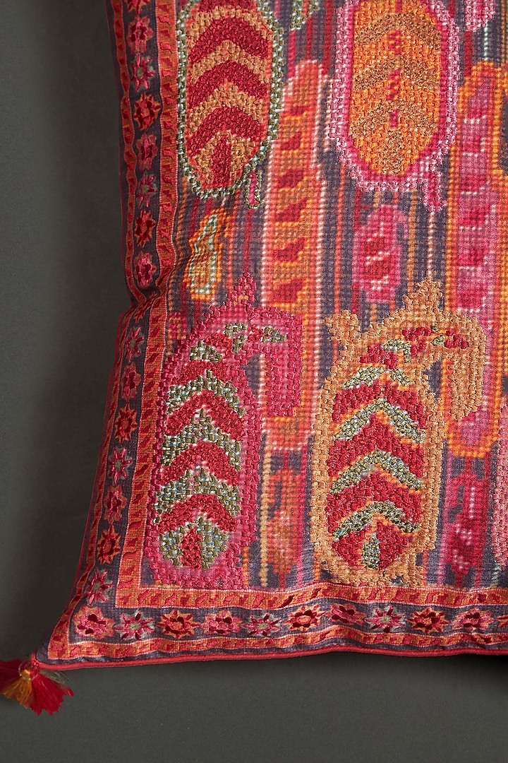 Black & Maroon Cushion With Filler by Ritu Kumar Home at Pernia's Pop Up Shop