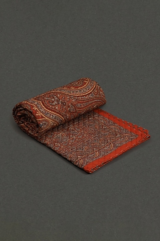 Red Jamawar Double Bed Quilt by Ritu Kumar Home